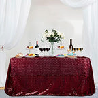 Partisout Sequin Tablecloth 90x132 inch Sequin Table Cloth for Parties Burgundy Glitter Tablecloth Rectangle Sparkly Table Cloth Happy Birthday Wedding 6ft Tablecloth by Partisout
