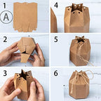 50Pack Mini Paper Gift Boxes Lantern Hexagon Kraft Paper Package Box with Twine Candy Chocolate Gift Packing Wrap for Wedding Party Christmas Brown (Pack of 2) - Image 3