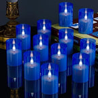 12Pack Flameless LED Candles with Timer, Battery Operated, Blue, 2"x3" by VIODAIM