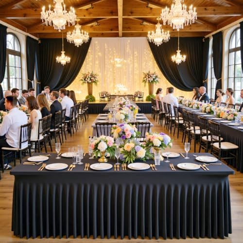 Spandex Tablecloth 6FT Rectangle Table Cover 3 Pack Black Wrinkle-Free - Image 5