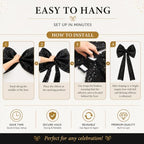 PartyPosh Oversized Black Velvet Sequin Bow 51"x25" - Image 6