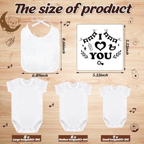 Panitay 100 Pcs White Baby Bodysuits Bibs Kit 25 Guests, Retro - Image 2