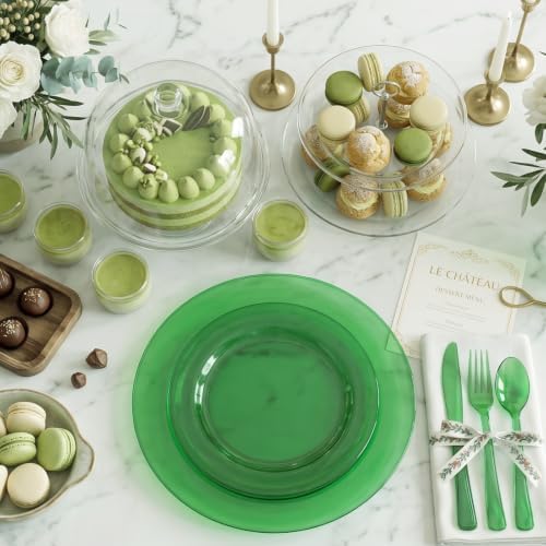 COLOSUS 216PCS Green Plastic Dinnerware Sets for Birthday, Wedding, Party. - Image 3