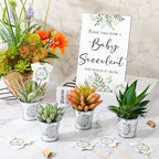 Fulmoon 151 Pcs Baby Shower Favors for Guests Include 1 Greenery Sign 50 Watch Baby Grow Succulent Tags 50 Small Metal Bucket with 50 Succulent Stickers for Guests - Image 4