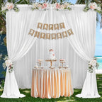 20ft x 10ft Cream White Backdrop Curtains, Wrinkle-Free Sheer Chiffon Fabric Photo Backdrop Drapes for Wedding Arch Party Ceremony Stage Photography Decorations - Image 4