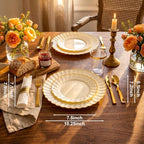 175PCS Ivory Scalloped Plastic Plates Heavy-Duty for Party & Wedding - Image 3