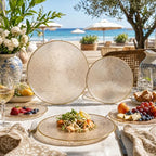 Liacere 60Pcs Brown Plastic Plates-Disposable Plates With Gold Rim,Heavy-duty Amber Plates,Water ripples Party Plates Include 30 Dessert-Platos,30 Dinner-Platos for Wedding&Thanksgiving&Fall Party - Image 2