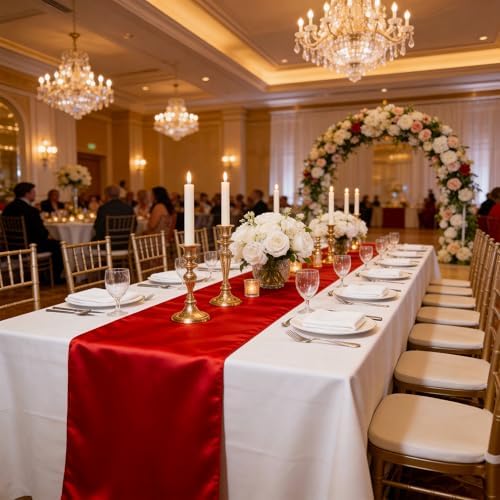 Satin Chair Sashes Bows 50 Pack Universal Polyester Chair Ribbons for Wedding Anniversary Retirement Party Birthday Engagement Banquet Graduation Bridal Shower Outdoor Events Decor (Red, 50 pcs) - Image 6