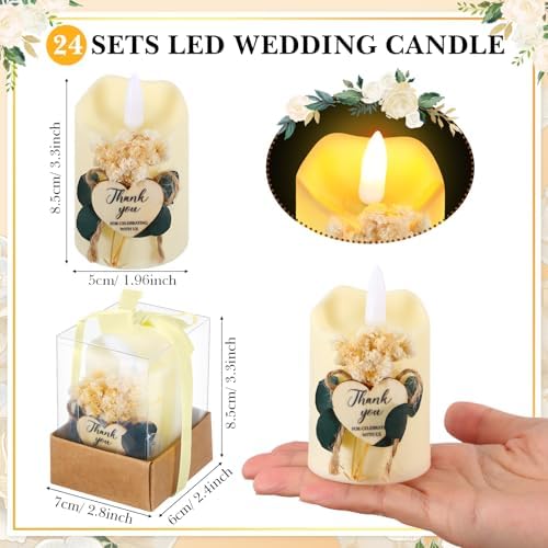 Tujoe 24 Pcs Baptism Party Favors Candles, LED Tea Lights Gift Boxes - Image 3