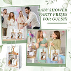 29 Pcs Baby Shower Prizes for Game Player 4 Sets Baby Shower Game Prizes Wedding Bridal Favors for Winners with Acacia Cheese Board Oak Knife and Fork Placements Artificial Eucalyptus Stems Tags Bags - Image 5