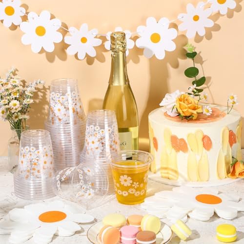 155 Pcs Groovy Daisy Paper Napkins Cups Garlands for Party Decor - Image 4
