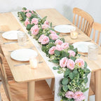 TOCHGREEN 4 Pack Artificial Eucalyptus Flower Garland with Pink Roses - Image 4
