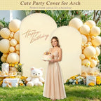 7.2FT, 6FT Beige Spandex Arch Backdrop Stand Covers Set of 2 - Image 4