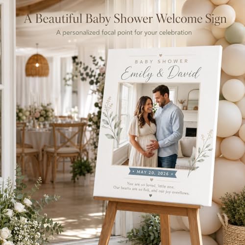 TWING Custom Baby Shower Welcome Sign Photo Canvas Wall Decor, 12 x 16 in - Image 3