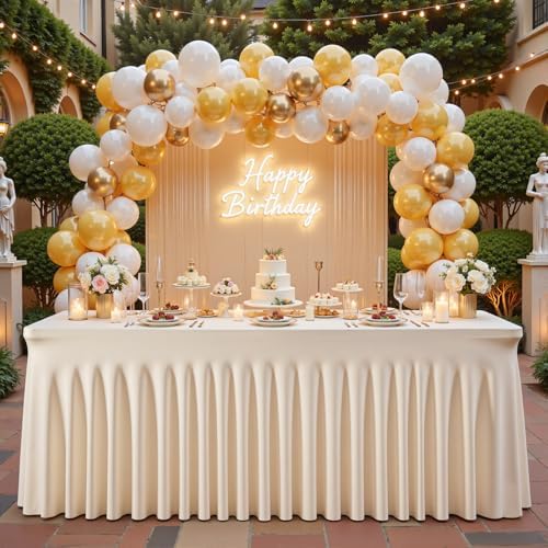 1 Pack Light Champagne Spandex Tablecloths for 6 Foot Rectangle Tables - Image 4