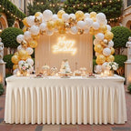 2 Packs Light Champagne Spandex Tablecloths for 8 Foot Rectangle Tables - Image 4