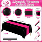 Funnymoom 452 Pcs Hot Pink and Black Party Decoration Supply for 50 Guest - Image 3