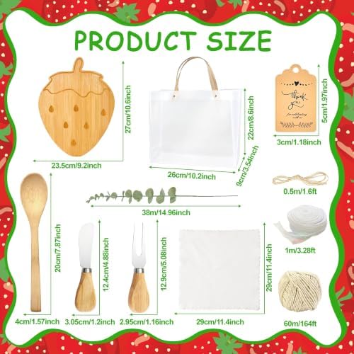 50 Pcs Strawberry Party Decorations Gifts Set Berry Baby Shower Favors for Guests Wooden Cheese Boards with Forks Towels Sweet One Berry First Birthday Prizes for Game Winner Baby Girls Party Supplies - Image 3