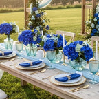 Auihiay 64Pcs Royal Blue Hydrangea Artificial Flowers, Silk Hydrangea Heads - Image 6