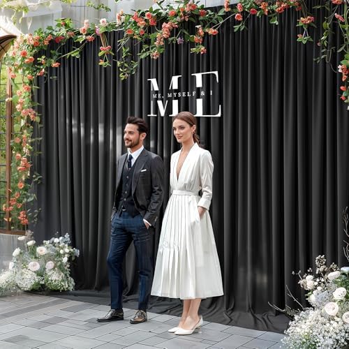 20x10ft Black Backdrop Curtain Panels for Parties - Wrinkle Free Polyester Photo Curtain Backdrop Wedding Back Drop Fabric Drapes for Party Decorations Background for Photography - Image 3