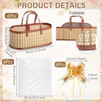 Reallnaive 6 Sets Empty Gift Baskets to Fill Large Bamboo Woven Baskets with Handles 15.8 x 7.9 x 6.3 inch Includes Clear Wrap Bags and Bows for Raffle, Baby Shower, Wedding,Thanksgiving Day - Image 2