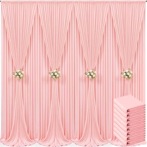 8 Panels Blush Pink Backdrop Curtain for Parties Pink Wrinkle Free 40ft x 10ft Backdrop Drapes for Baby Shower Wedding Birthday Photo Gender Reveal Photography Polyester Fabric Background Decoration by Suppromo