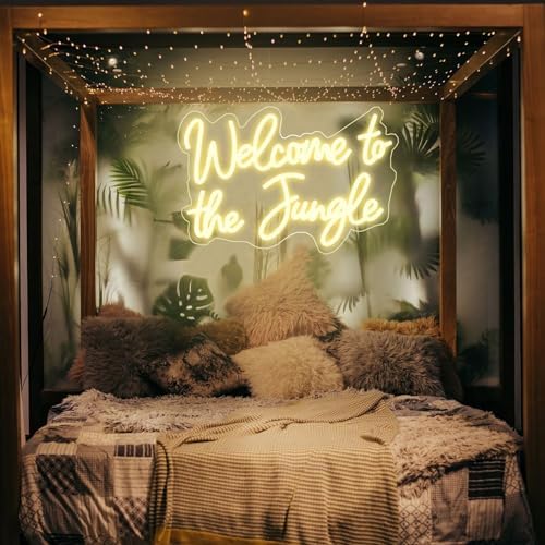 Welcome to the Jungle LED Neon Signs Warm White Neon Lights for Wall Decor USB Light Up Sign For Garden Home Porch store Christmas Living Room Bar Decoration(16.5 * 11Inch) - Image 5