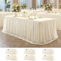 Wish Care 6 Pack Ivory Tulle Tablecloth for 6 Foot Rectangle Tables Stretch Fitted Rectangular Table Cloths Wrinkle Free Ruffle Table Covers Tutu Skirt for Wedding Birthday Party Baby Shower Cake by WishCare