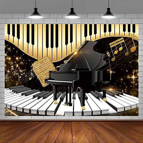 Piano Backdrop, Piano Keyboard Musical Notes Photography Background, 8x6ft by EMDSPR