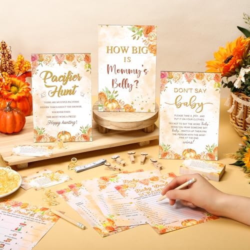 476 Pcs Little Pumpkin Baby Shower Games, 9 Style Baby Shower Activities - Image 2