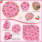 Ceenna 452 Pcs Cherry Party Decoration for 50 Guest, Cherry Paper Plates Napkins Cups Tablecloth Cutlery Straw Summer Fruit Disposable Tableware for Picnic Birthday Baby Shower Party Supplies - Image 3