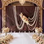 40ft x 10ft Wrinkle Free Brown Backdrop Curtains for Parties, 8 Panels 5x10ft Thick Fabric Backdrop Drapes for Wedding Party Background Birthday Decoration - Image 3