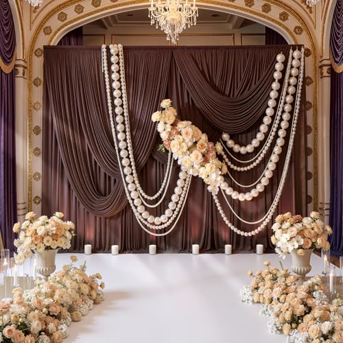 20ft x 10ft Wrinkle Free Brown Backdrop Curtains for Parties, 4 Panels 5x10ft Thick Polyester Photo Backdrop Drapes for Weddings Birthday Party Photography Background - Image 3
