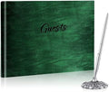 Geyee Leather Guest Book and Pen Stand Set, 10.5" x 8", Green by Geyee