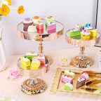 12 Pieces Gold Cake Stand Set, Vintage Cake Display Stand with Crystal Edge and Cupcake Display Tray, Dessert Table Display Set for Wedding Party Baby Shower Anniversary Celebration - Image 2