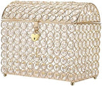ELLDOO Crystal Wedding Card Box with Heart Lock, Money Card Box Treasure Chest Style Gold Gift for Wedding Receptions Centerpiece Decor Anniversary Keepsake Gift Display Csae, Medium by ELLDOO