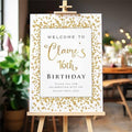 Printed Gold Glitter (Not Real Foil) Birthday Celebration Welcome Sign, Personalized Lilac Birthday Party Decorative Sign, Customized Poster Board Canvas by BlissfulMelodyDesign