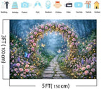 20x10ft Enchanted Forest Backdrop Fairy Tale Magic Garden Floral Arch Butterfly Photography Background for Kids Girls Baby Shower Birthday Party Decoration Photo Booth Props - Image 4