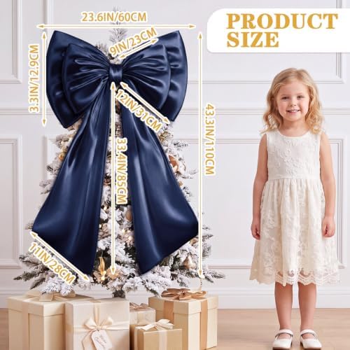 Sosation Christmas Blue Large Bow Decor Big Bow for Backdrop 24x43 in - Image 2