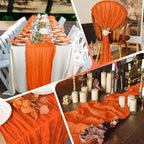 28 Pack Orange Cheesecloth Table Runner 17x108 Inch Semi Sheer Boho Gauze Cheese Cloth Fabric Table Runners, for Wedding Party Baby Shower Birthday Home Decor Garden Farmhouse - Image 5