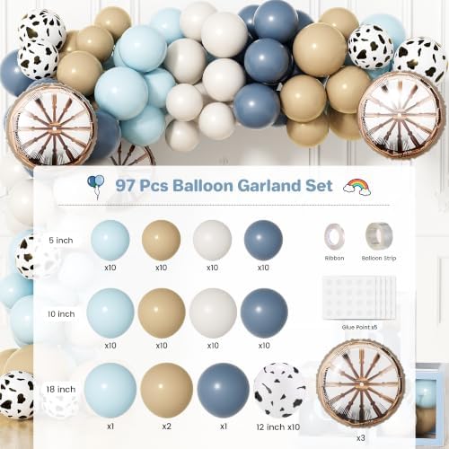 Cowboy Baby Shower Decorations Boy, 274pcs All-in- One Western Baby Shower Decor Pack Plates Tablecloth Cake Topper Balloon Banner, A Little Cowboy is on the Way Backdrop for Babyshower Boy - Image 3