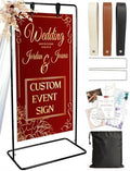 OLEEK Adjustable wedding welcome sign stand - Customizable design bundle for linen sign stand - wedding sign holder - welcome wedding sign - wedding signage with 6 Leather Hanging straps by OLEEK