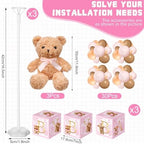 Lenwen 3 Sets Jungle Animal Decoration for Baby Shower Letter Boxes Baby Shower Table Centerpiece Stuffed Animals Balloon with Stand Plush Boxes for Party(Pastel,Bear) - Image 3