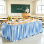21ft Baby Blue Satin Table Skirt for Rectangle Table Teacher Desk Skirt by PartyTalk