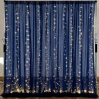 10×10ft Navy Blue Tulle Backdrop Curtain with Lights String for Parties, Sheer Photo Backdrop Curtains for Wedding Party Photography Background by WishCare