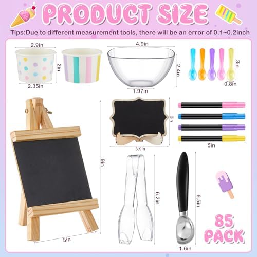 85 Pcs Ice Cream Bar Supplies Toppings Bar Kit for 30 Guests - Image 2