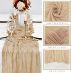Sand 12 Pieces 35 x 120 Inches Long Cheesecloth Table Runner Gauze Fabric 10Ft Boho Table Runner Rustic Sheer Runner for Wedding Baby Bridal Shower Birthday Holiday Party Table Arbor Decor (Sand) - Image 2