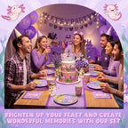 Pickmesh 250 Pcs Axolotl Birthday Disposable Tableware Set Reptile Animals Plates Napkins Cups Cutlery Purple Pink Cartoon Axolotl Birthday Party Supplies Favors for Baby Shower, Serve 50 Guest - Image 6