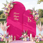 Pink and Hot Pink Arch Cover 2 Set - 7.2FT and 6FT Arch Backdrop Cover Spandex Fitted Wedding Arch Stand Covers for Baby Shower Girls Birthday Party Photo Balloon Arch Covers Stretchy Backdrop - Image 4