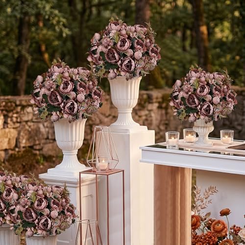 8 Pack Faux Peony Bulk - Dusty Mauve - Image 6